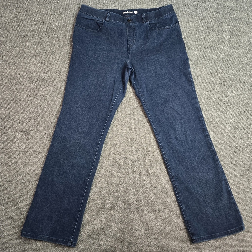 Betabrand Womens XL Petite Straight Jeans Dark Wash Stretch Denim 36x29 Pull On - Picture 2 of 13